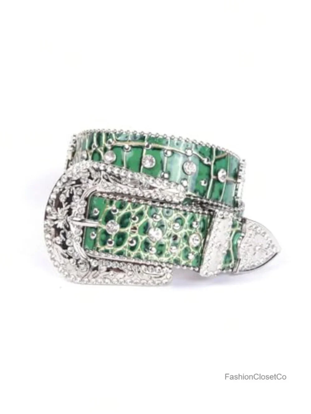 Rhinestone Western Belt for Men & Women, Faux Leather Cowboy Belt with Cross